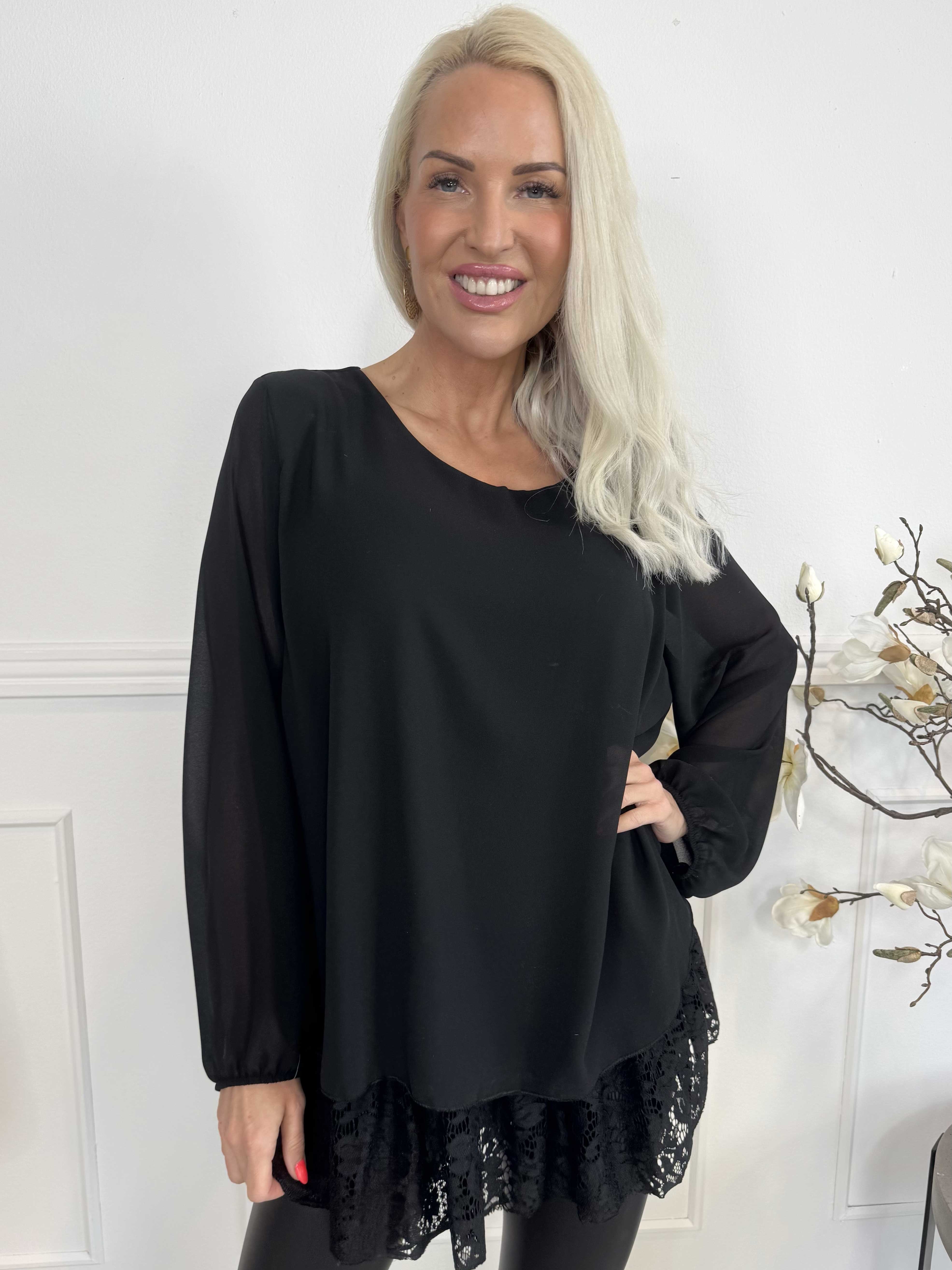 Luby Lace - Tunika i chiffong med spets i nederkant
